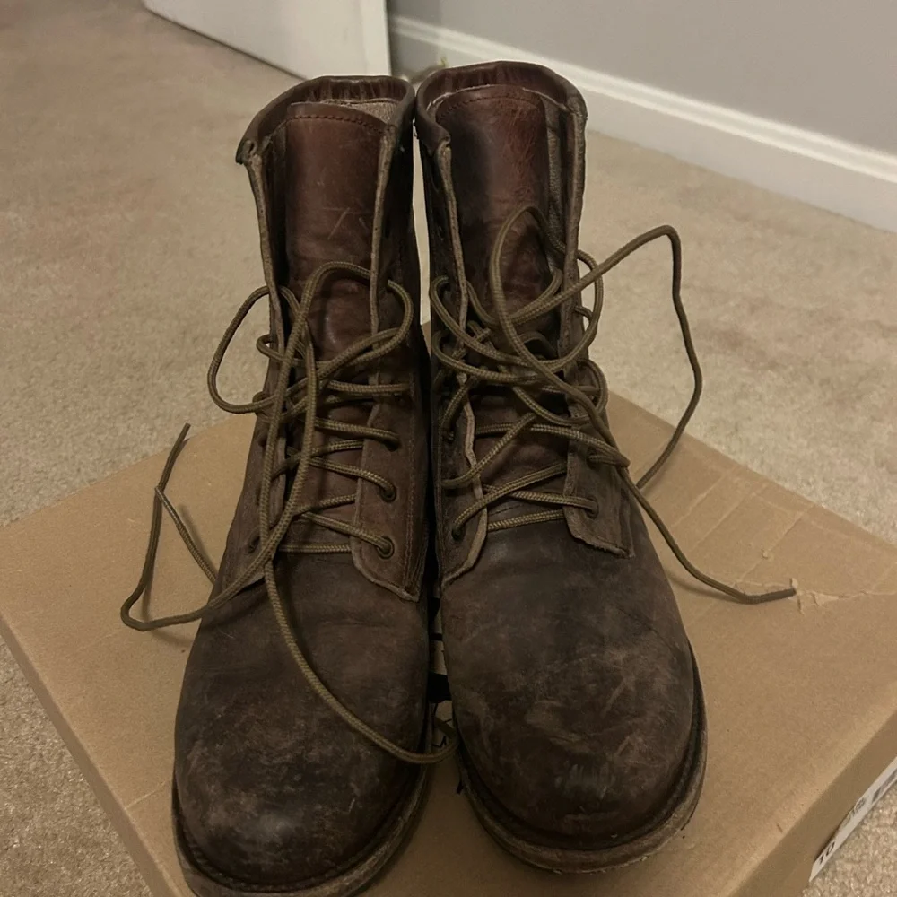Women’s Brown freebird by Steven Leather distressed brown lace up Boots size 10 - Picture 2 of 10